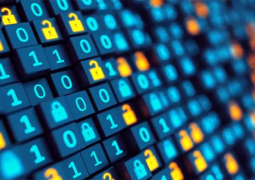 A computer screen displaying binary numbers.