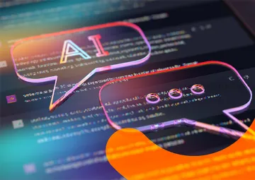 A screen displaying the words "AI."